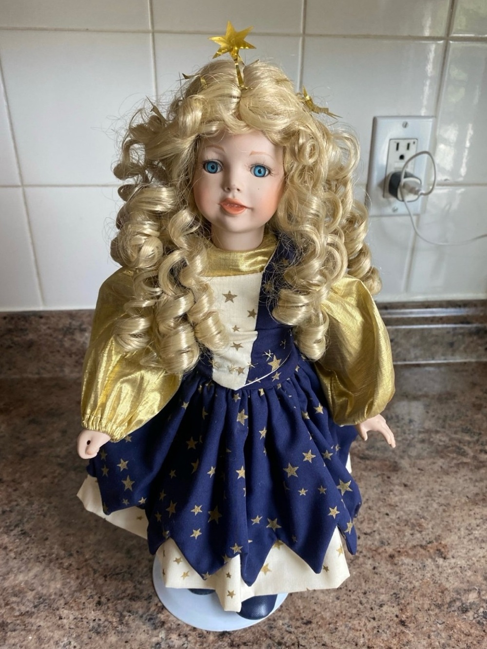 Musical porcelain collectible doll